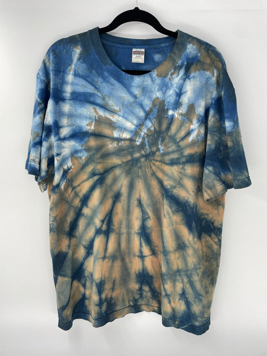 藍染め×柿渋染めＴシャツ　Lサイズ